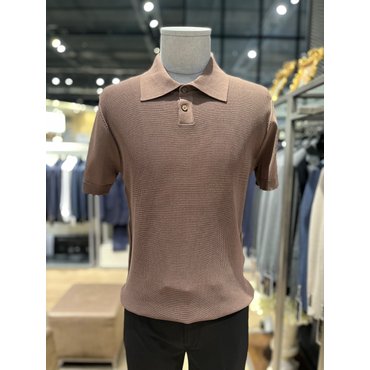킨록바이킨록앤더슨 S/S  쿨소재 브라운 카라니트
