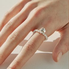 [silver925]flat heart pearl ring