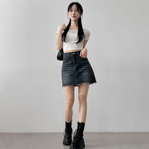 자체제작 밑단 컷팅 데님 미니스커트 mb 8037c_P393191709