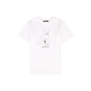 HEART CAT OVER FIT TEE_WHITE