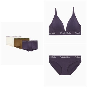 Calvin Klein Underwear 모던코튼 스텐실로고 브라렛 비키니+3PK 드로즈 커플SET(QF7456QF7459AD9N1/NB3705FZ4)