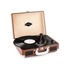 독일 AUNA 턴테이블 697898 Auna Peggy Sue Vintage Portable Vinyl Turntable with 2 Speakers