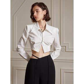 YY_Irregular niche cropped shirt