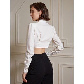 YY_Irregular niche cropped shirt