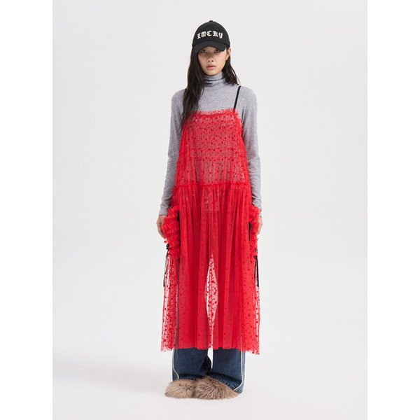 Dot Flocking Slip Dress (red) LFDAW25400REX