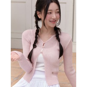 Linen 3 button cardigan (rosy pink)