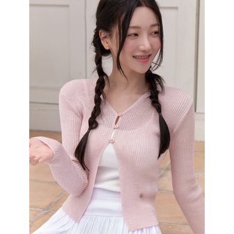 리엘 Linen 3 button cardigan (rosy pink)