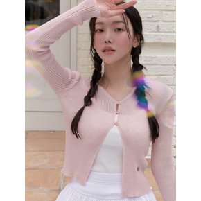 Linen 3 button cardigan (rosy pink)