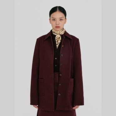 EENK ZUY Denim Utility Jacket - Burgundy