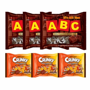롯데 ABC 초콜렛 187g x3개 + 롯데 미니 크런키 171g x 3개