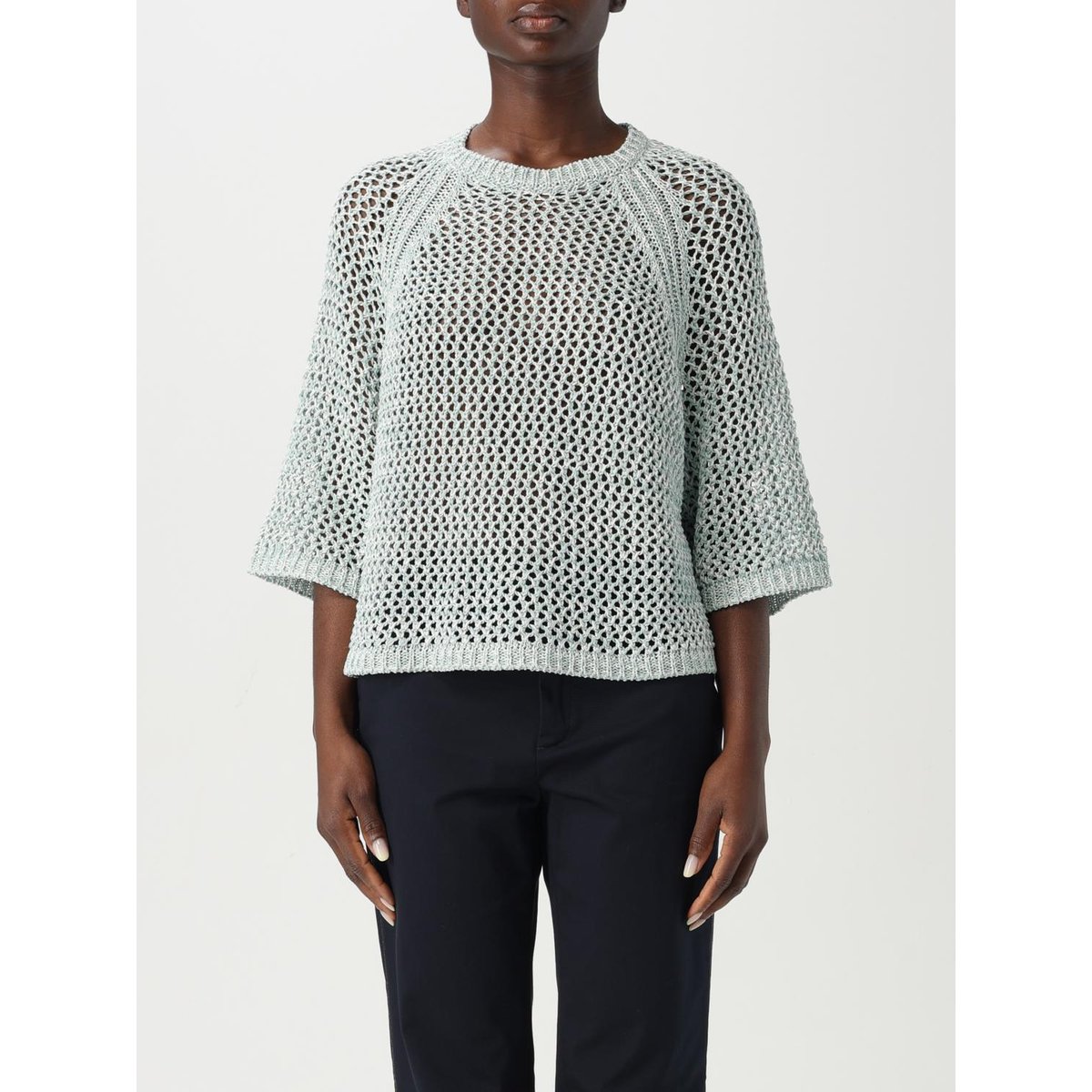 Tシャツ・カットソー FABIANA FILIPPI SS25 KNIT S/L (MAD275F117L383 VR2) Cotton polo with lurex, sand for Women | Fabiana Filippi®