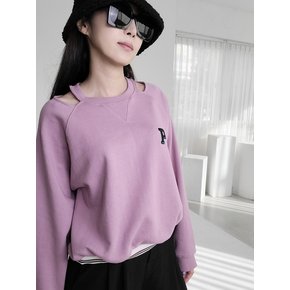 슬릿 네크라인 고져스 스웻셔츠--핑크  slit neckline gorgeous sweat shirt