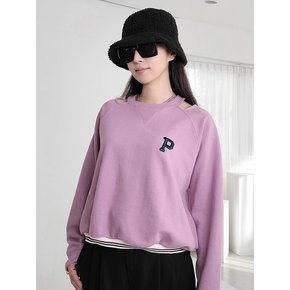 슬릿 네크라인 고져스 스웻셔츠--핑크  slit neckline gorgeous sweat shirt