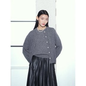 캐시미어 블렌드 홀가먼트 반팔 + 가디건 세트 - 그레이