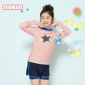 [본사] 베이직엘르 3PCS 비치수영복+수모 아동수영복 아동래쉬가드 BEG-P608C