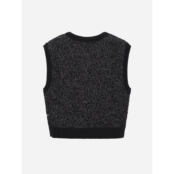 트위드 믹스 라운드넥 니트 베스트_T258MVT250W