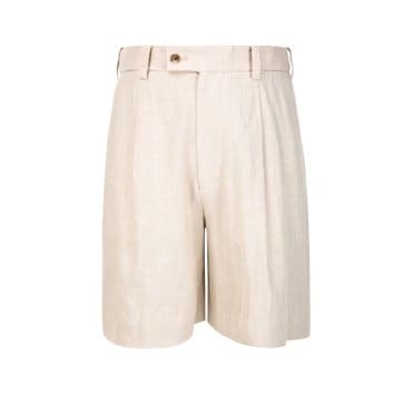 알레그리 [25SS] 라이트베이지《Natural Linen》컴포트 원 턱 하프 팬츠(ARPA5B603I1)