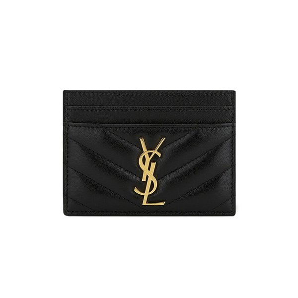 생로랑 여성 마틀라세 금장로고 블랙 카드지갑 423291 AAA44 1000