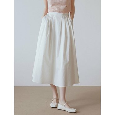 리엘 [단독]Letter pleats skirt (white)