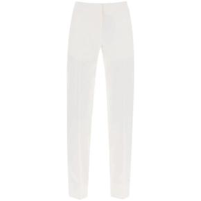 여성 tailored trousers with satin bands White