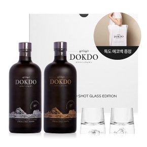 케이알컴퍼니 40240 독도 샷 글라스 에디션 27도 37도 500ml 2본 독도잔2개 독도에코백증정 증류식소주 선물세트