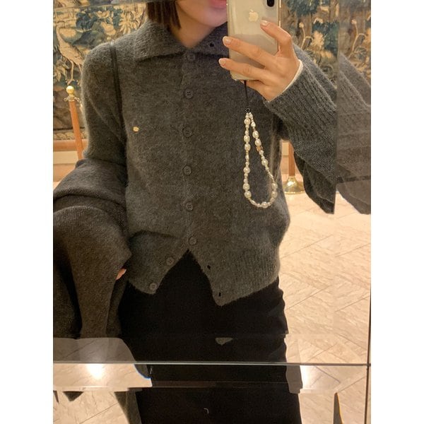 도톰소프트 하이넥 가디건_CHARCOAL