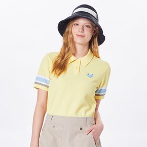 여성 골프 소매 보더 배색 반팔 제에리 티셔츠 VLTSO313_LY