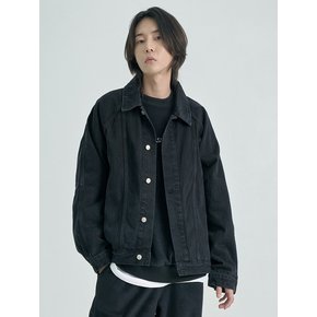 Washed Denim Trucker Jacket (Black)