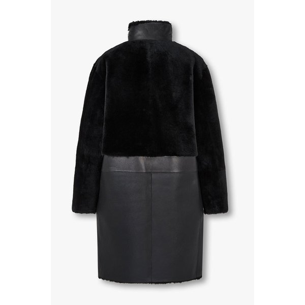 여성 스냅 하이넥 리버서블 레더 코트 A525309509000