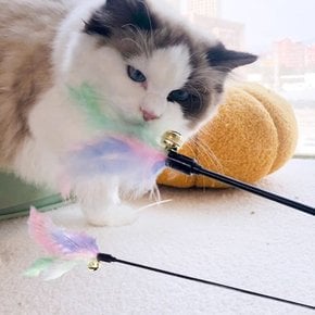 고양이 깃털 장난감 고양이 놀이 무지개 깃털 장난감