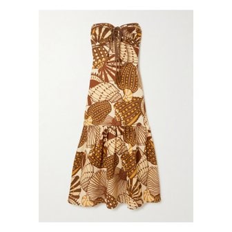 FARM RIO 팜리오 태슬 셔링 프린트 리넨 홀터넥 맥시 드레스 크림 46376663162892031