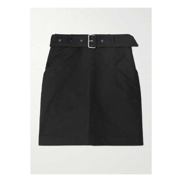 벨트 코튼 개버딘 미니 스커트 블랙 1647597325595427