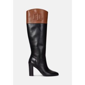 이스퀘어 5217082 Lauren Ralph PAGE II TWO TONE LEATHER TALL BOOT - High heeled boots black/deep sad