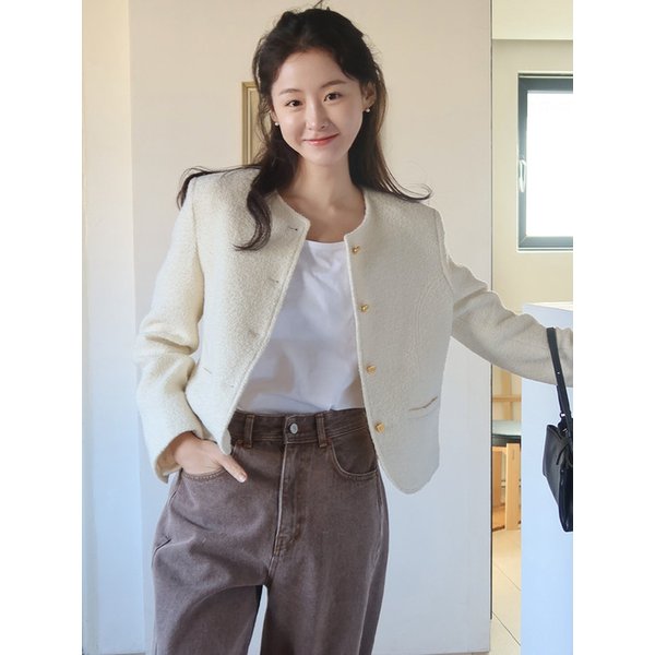 [M:바로출고] SIOT4100 클래식 트위드 자켓_Ivory