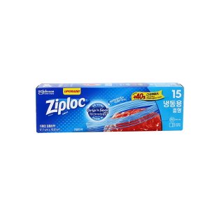 바보사랑 Ziploc 지퍼락 지퍼백 그립 실 밀폐용백 냉동용 중형 15매입 지퍼팩소형