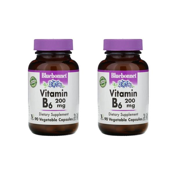 [해외직구] 블루보넷 비타민b-6 200mg 90베지캡슐 2팩 Bluebonnet Nutrition Vitamin B-6 200 mg 90 Vegetable Capsules