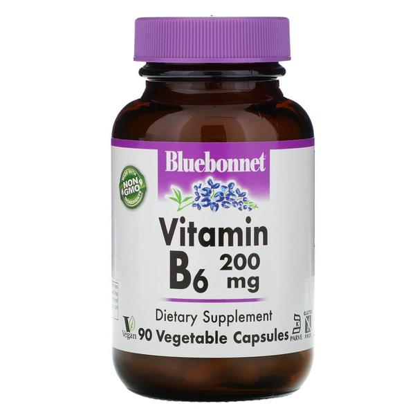 [해외직구] 블루보넷 비타민b-6 200mg 90베지캡슐 2팩 Bluebonnet Nutrition Vitamin B-6 200 mg 90 Vegetable Capsules