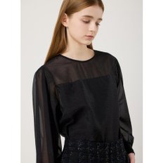 CC콜렉트 [씨씨콜렉트] 라운드넥 시스루 볼륨 블라우스  C251MSC006