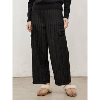 와이오와이 퀼팅 플리츠 스트링 패딩 팬츠_블랙