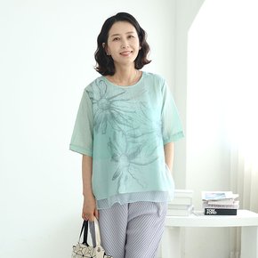 T57541 썸머 수채화 가든 이중 텐셀블라우스 엄마옷