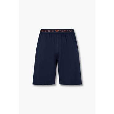 EMPORIO ARMANI 남성 로고 밴딩 코튼 라운지 쇼츠 (0815131013)