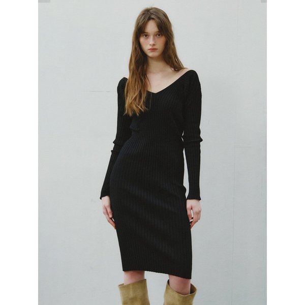 Merry Ribbed Knit dress_CTOP716(Black)