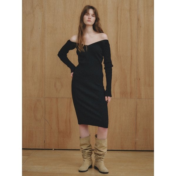 Merry Ribbed Knit dress_CTOP716(Black)