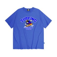 BLUE SURFING CAT GRAPHIC 티셔츠 - 블루