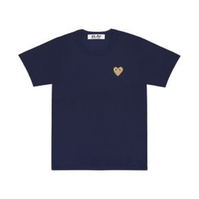 Play Comme des Garcons (W) 플레이 꼼데가르송 골드 하트 티셔츠 네이비