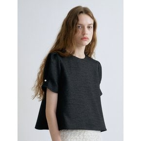 S Summer Button Tweed Blouse_Black