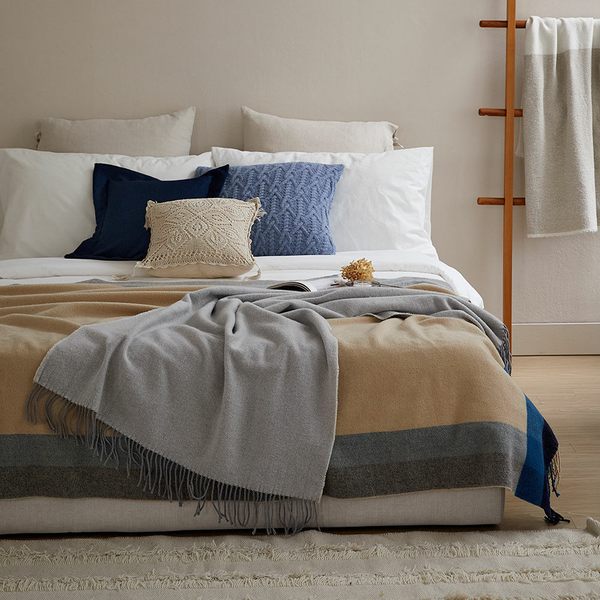 [울메이드/대형]호주산 100 메리노 울담요 대형(브릭오렌지 또는 포시즌블루,140*200)