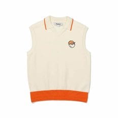 말본골프 조끼 CQK M3322PKV11OWT 여성 배색 포인트 슬리브리스 니트 OFF WHITE