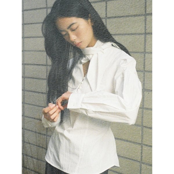 V넥 타이 블라우스 아이보리 C022