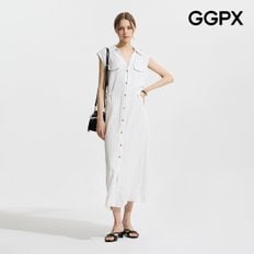 린넨 견장 스트라이프 카라넥 원피스 (GP6OP053F)